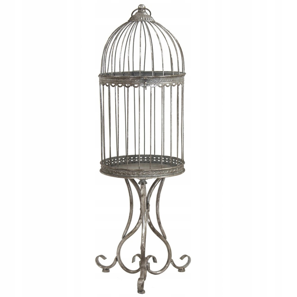 Dekoračná Klietka Strieborná 80 cm Kovová Držiak Na Kvetináč