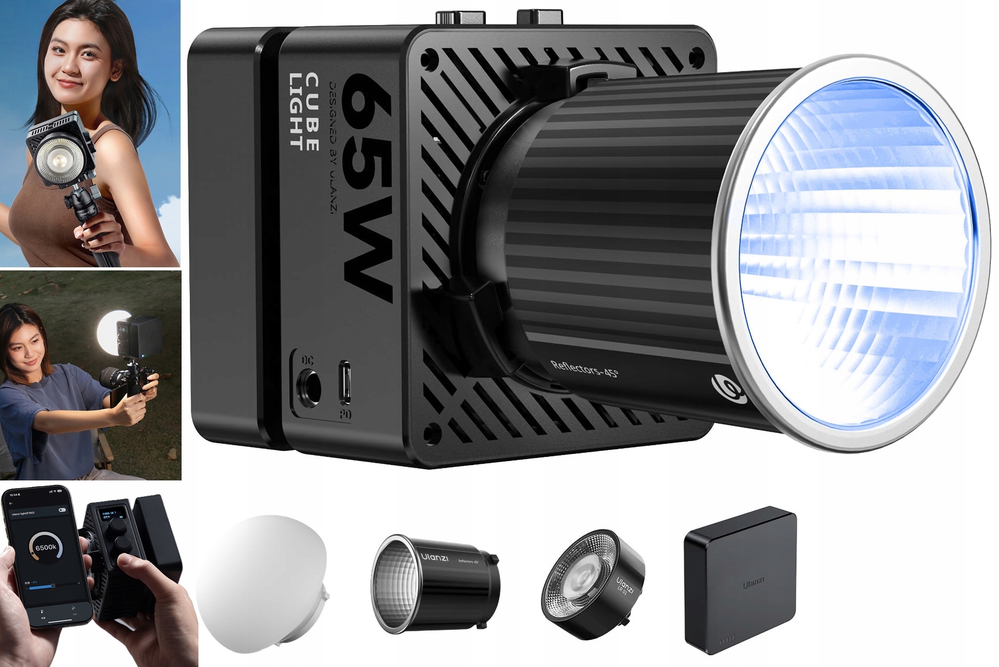 Led světelná studiová lampa Cob 65W Foto Video Studio Ulanzi EC65