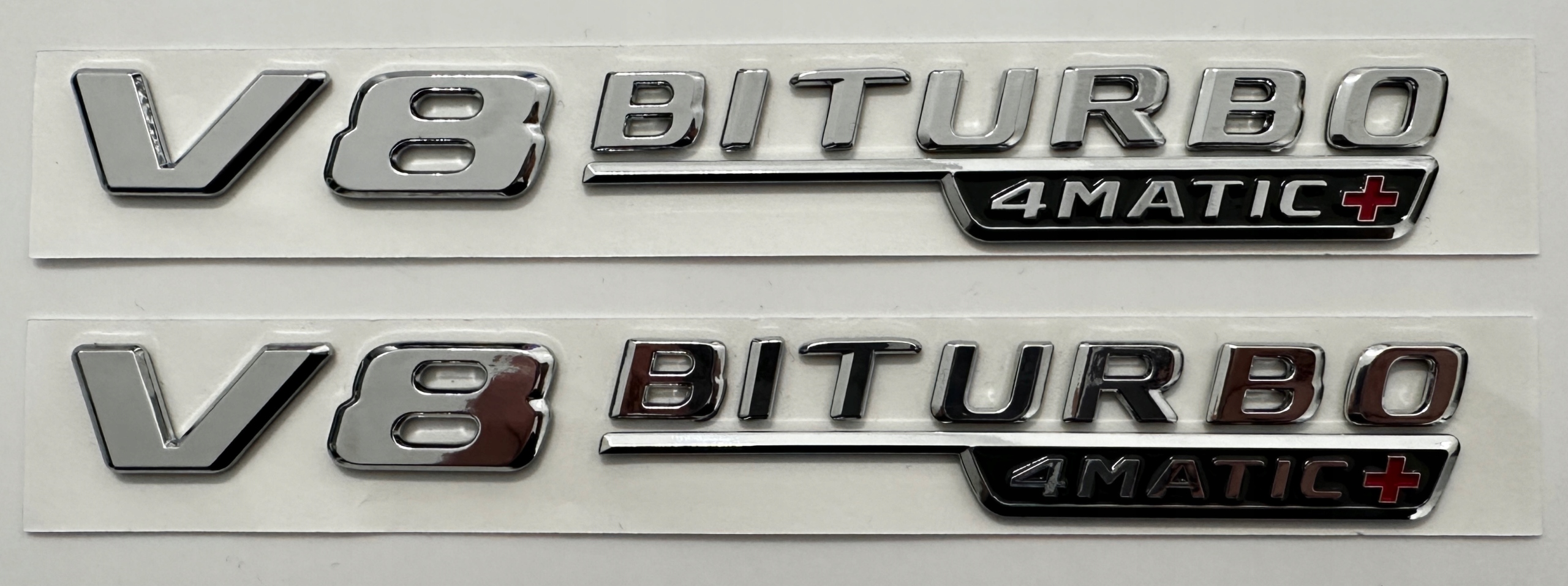 Mercedes-Benz V8 Biturbo 4MATIC+ emblém znak nápis chróm (pár)