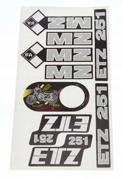 

Naklejki komplet Mz Etz 251 srebrne