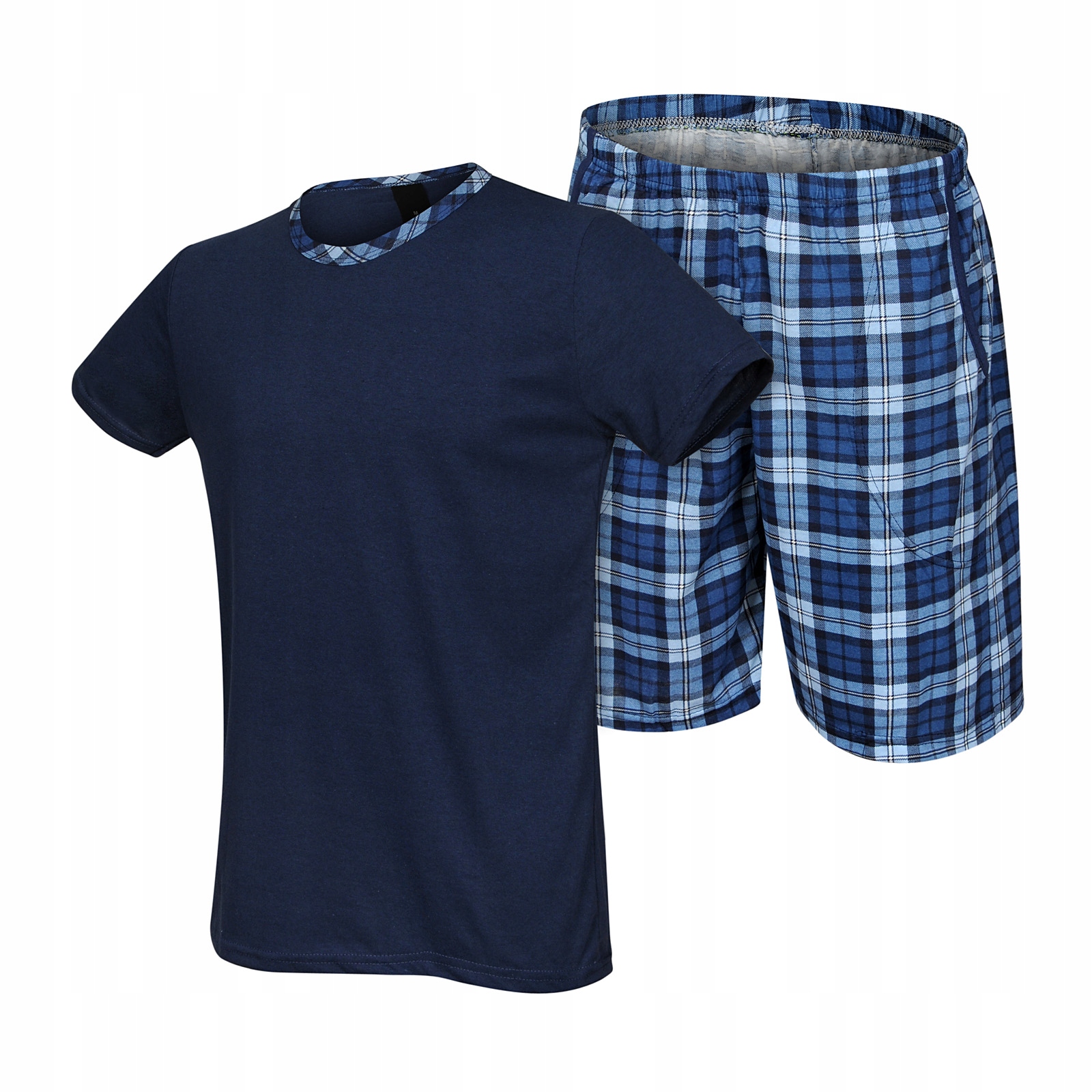 PIŻAMA BAWEŁNIANIA MĘSKA KRÓTKI RĘKAW KIESZENIE