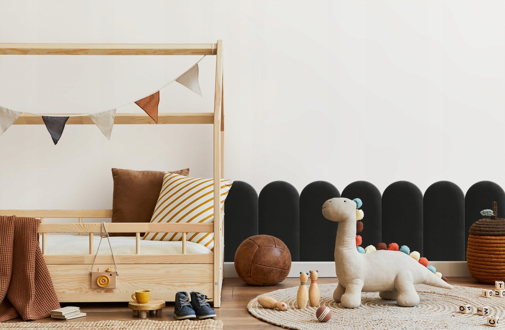 6x Panel Tapicerowany Czarny 30x60 cm Cechy dodatkowe gładki