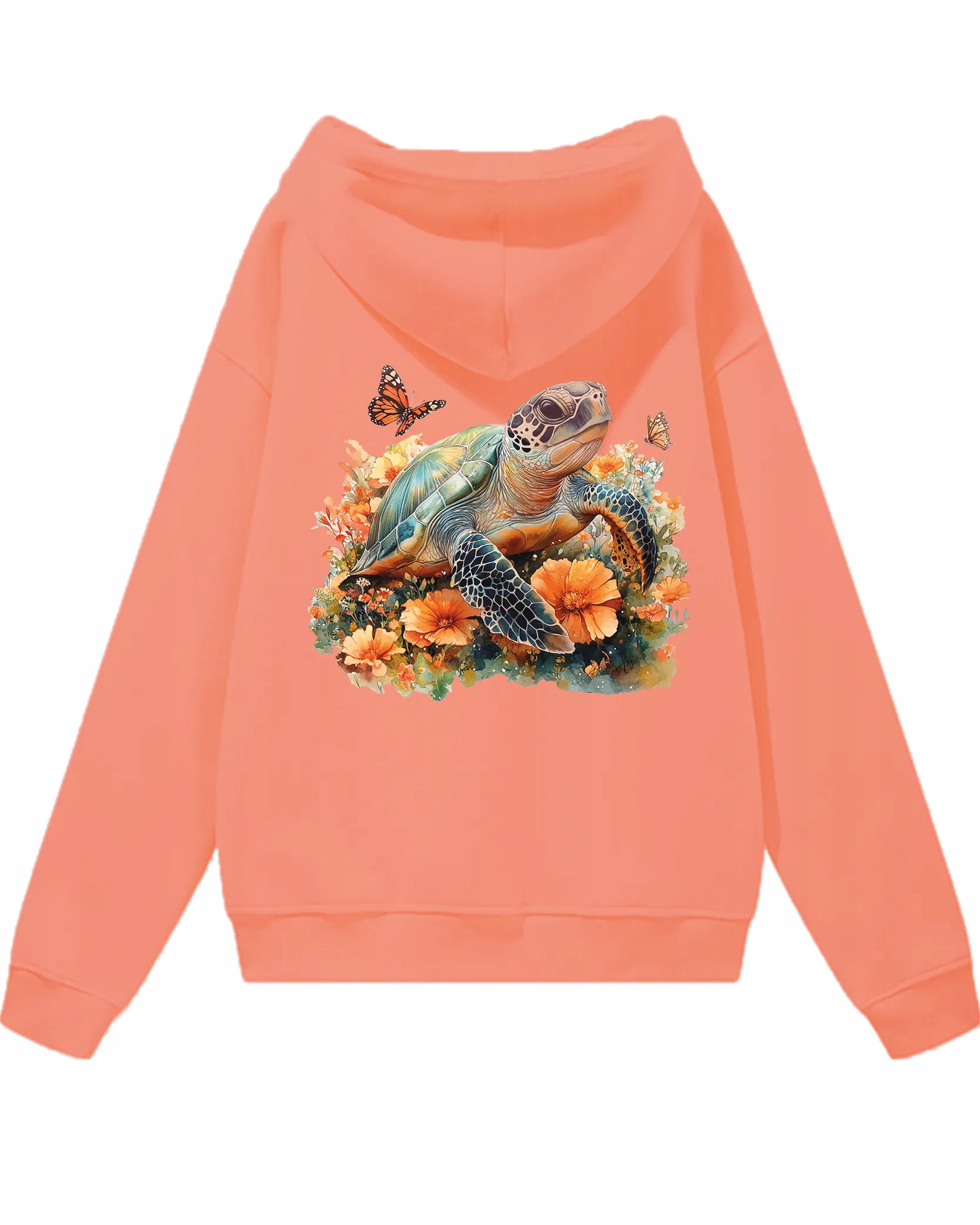 Oversize mikina s kapucí Želva příroda a harmonie Barevná Korálová XL
