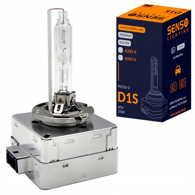 Żarnik Senso D1S 6000K Xenon Homologacja E4 Vision +30% Zimna Biel
