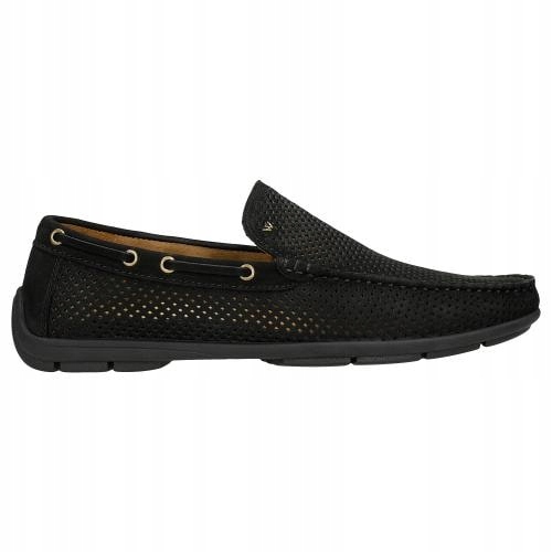 Černé prolamované pánské mokasíny z nubuku, velikost vel.