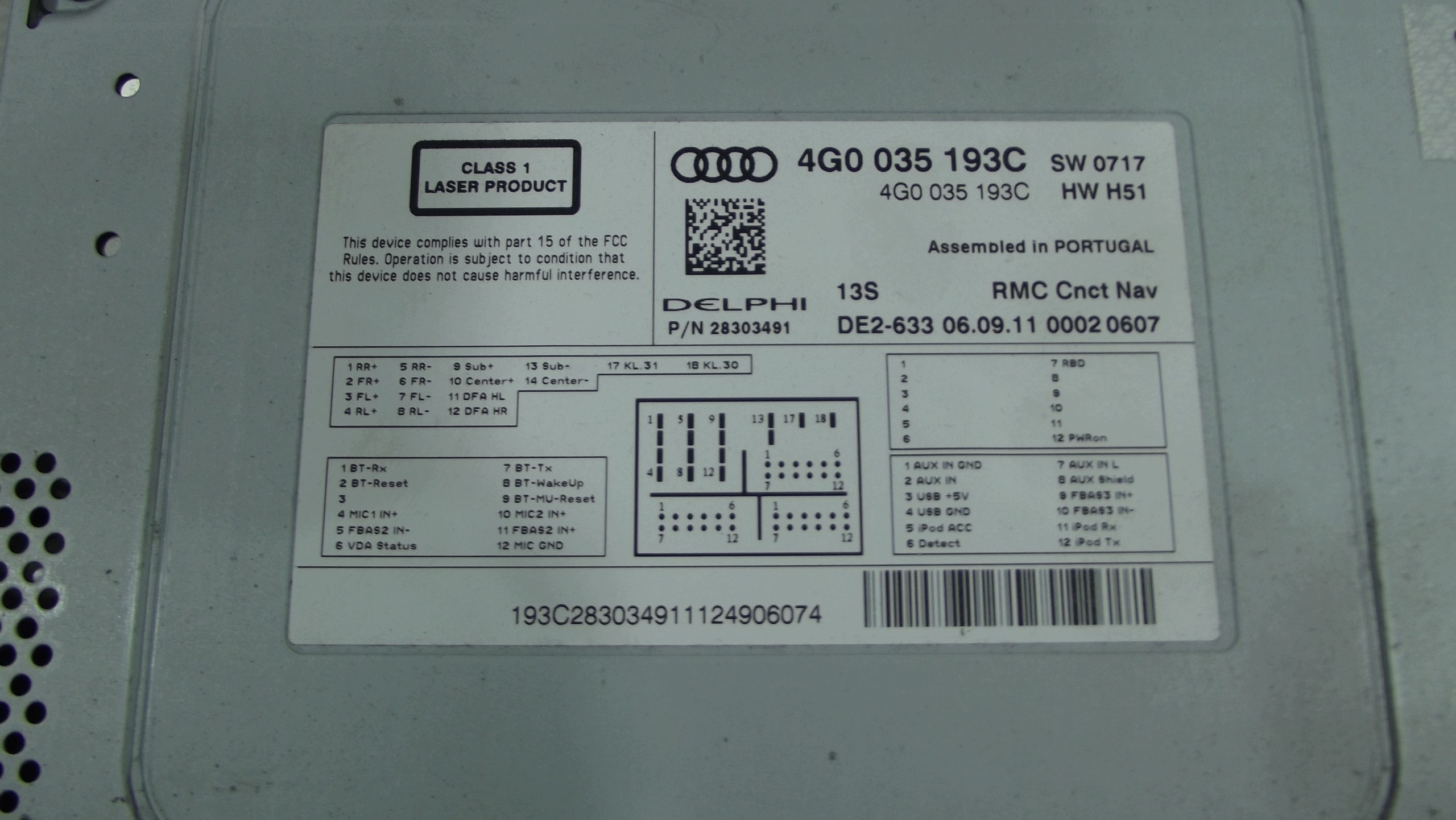Audi A6 C7 Radio card reader CD navigation devices 4G0035193C