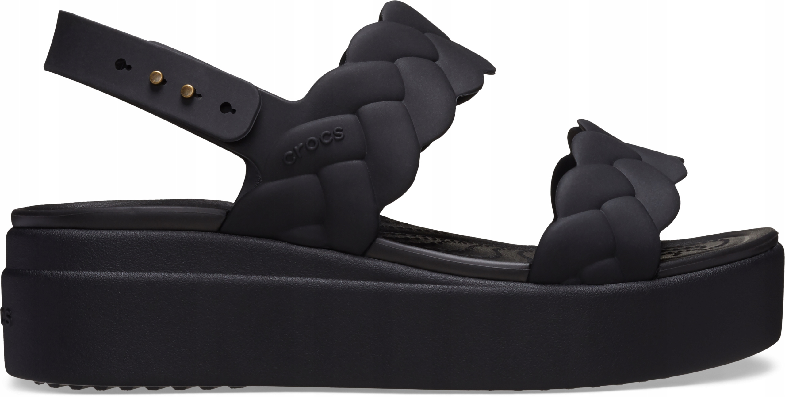 Nazouváky Crocs Brooklyn Woven Low Wedge Platforma Černé 38-39 W8