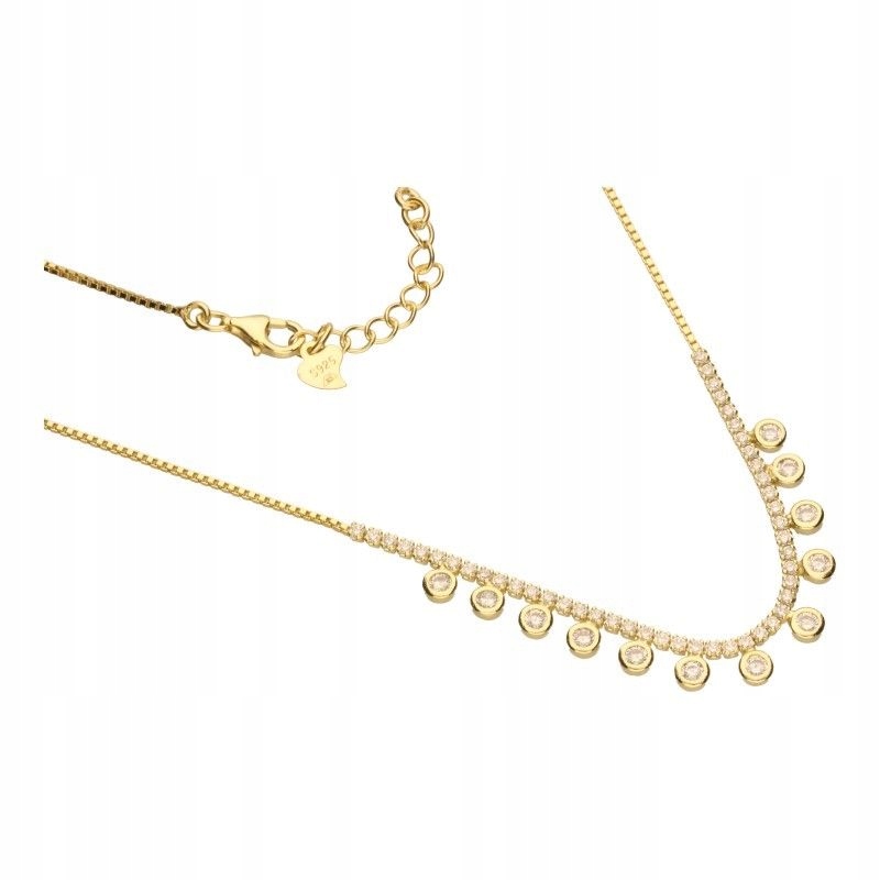 Stříbrný pozlacený náhrdelník 925, kostka s zirkony, efektní, módní