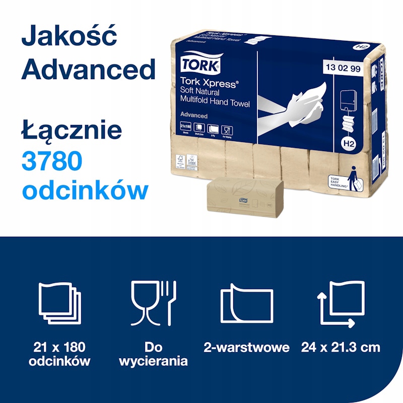 Tork Xpress 130299 - Ręcznik w składce trójpanelowej, naturalny - Advanced Stan opakowania oryginalne