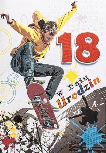 Kartka na osiemnastkę dla chłopaka deskorolka M478