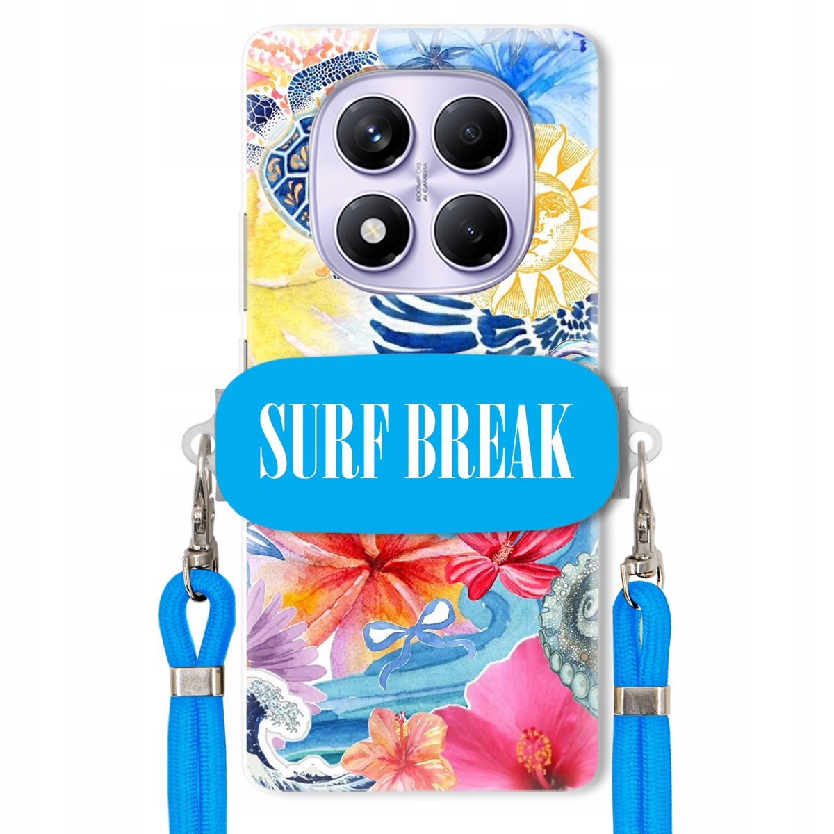 Pouzdro pro Xiaomi Redmi Note 14 Pro 5G Vodítko Crossbody Blue Držák Surf Break