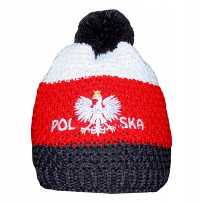 POLSKA CZAPKA ZIMOWA Z POMPONEM DZIECIĘCA