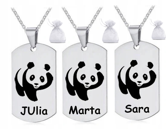 Náhrdelník 3 Přátelé Panda Bff Jméno Gravírování 3KS