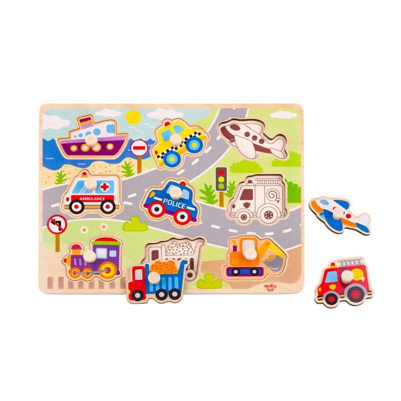 

Tooky Toy Drewniane Puzzle Montessori Transport