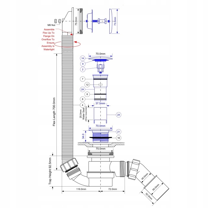 Syfon wannowy click-clack czarny McAlpine Marka McAlpine