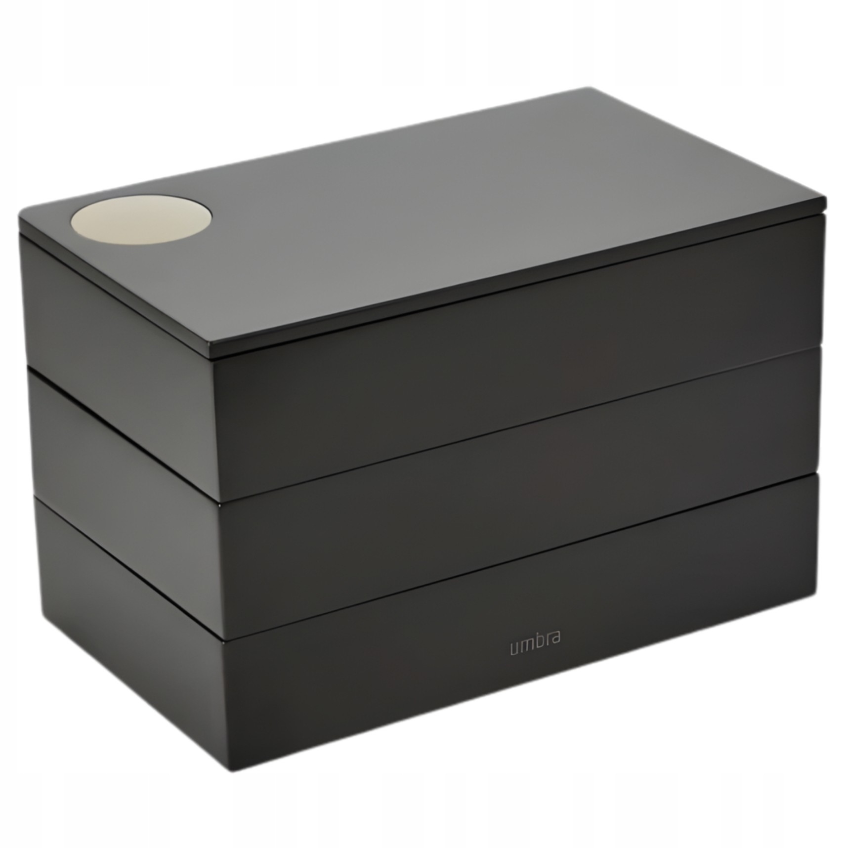 Organizér na šperky, čierna rozkladacia krabička na toaletný stolík Spindle