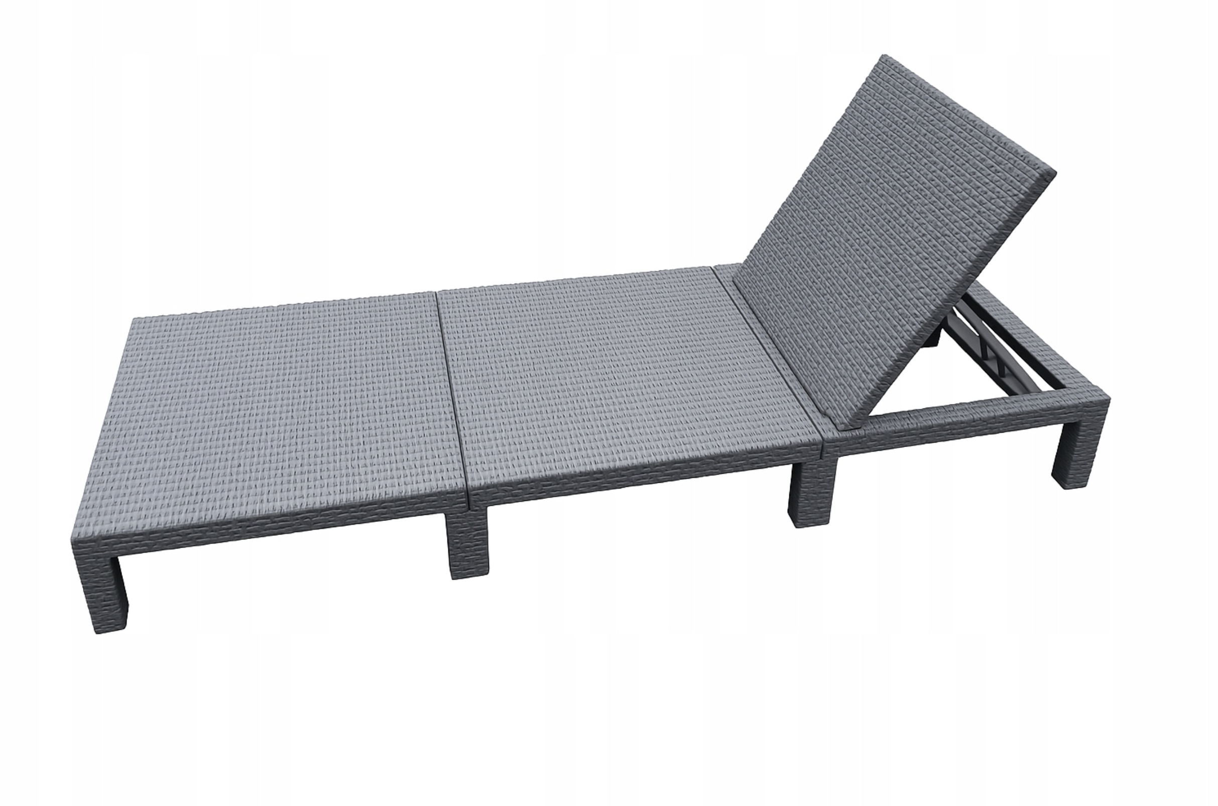 Leżak tarasowy technorattan szary 4 pozycje łóżko ogrodowe grafitowy szary