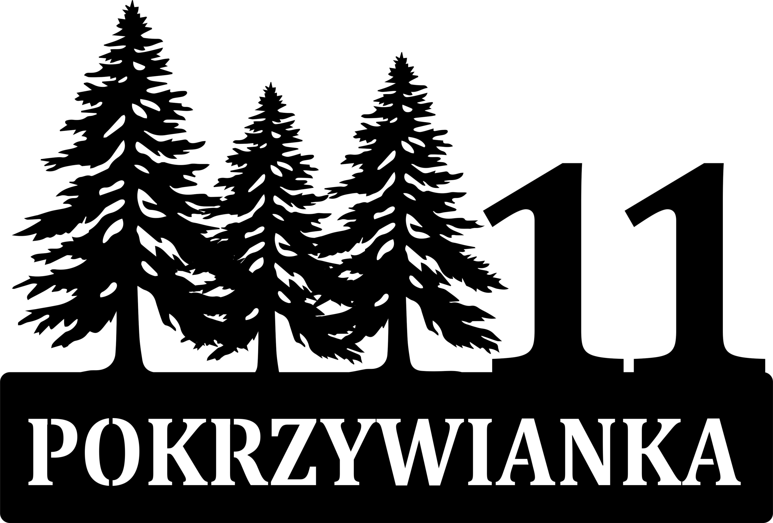 Veľká Adresa do domu Jedľa ozdobná tabuľka s adresou domu Las Jedlińska 60 cm