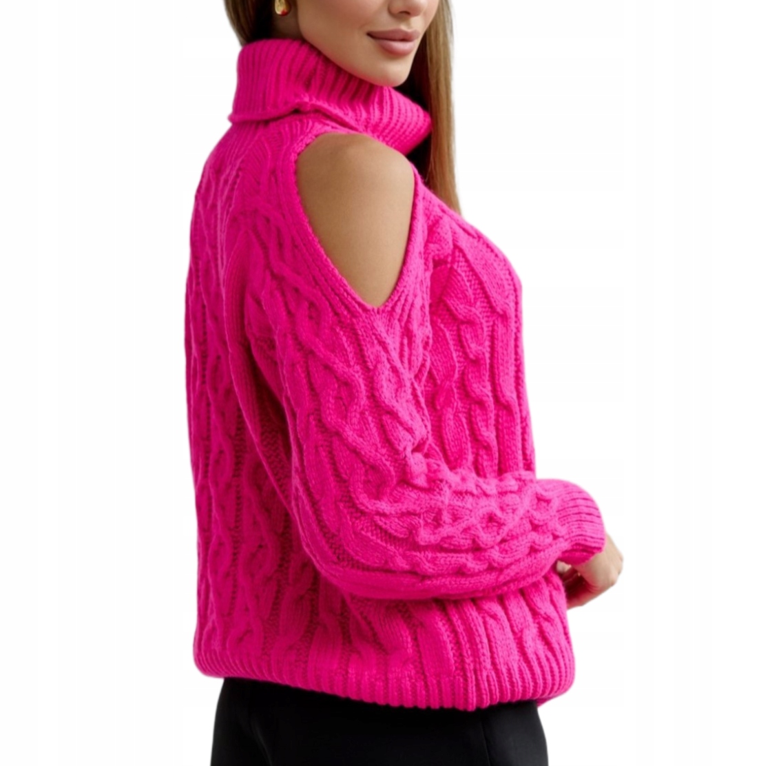 Cocomore Svetr s golfem Oversize Rozparky Růžová Fuchsiová Novinka