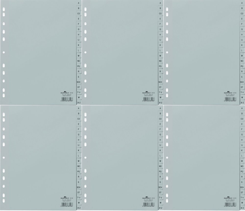 Przekładki segregatora A4 alfabetyczne A-Z 20 x6