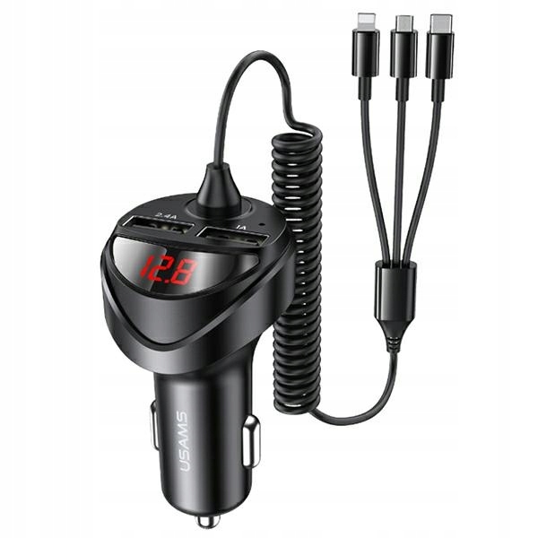 

Usams Ład. sam. 2xUSB+ kable 3w1 C22 (lightning+mi