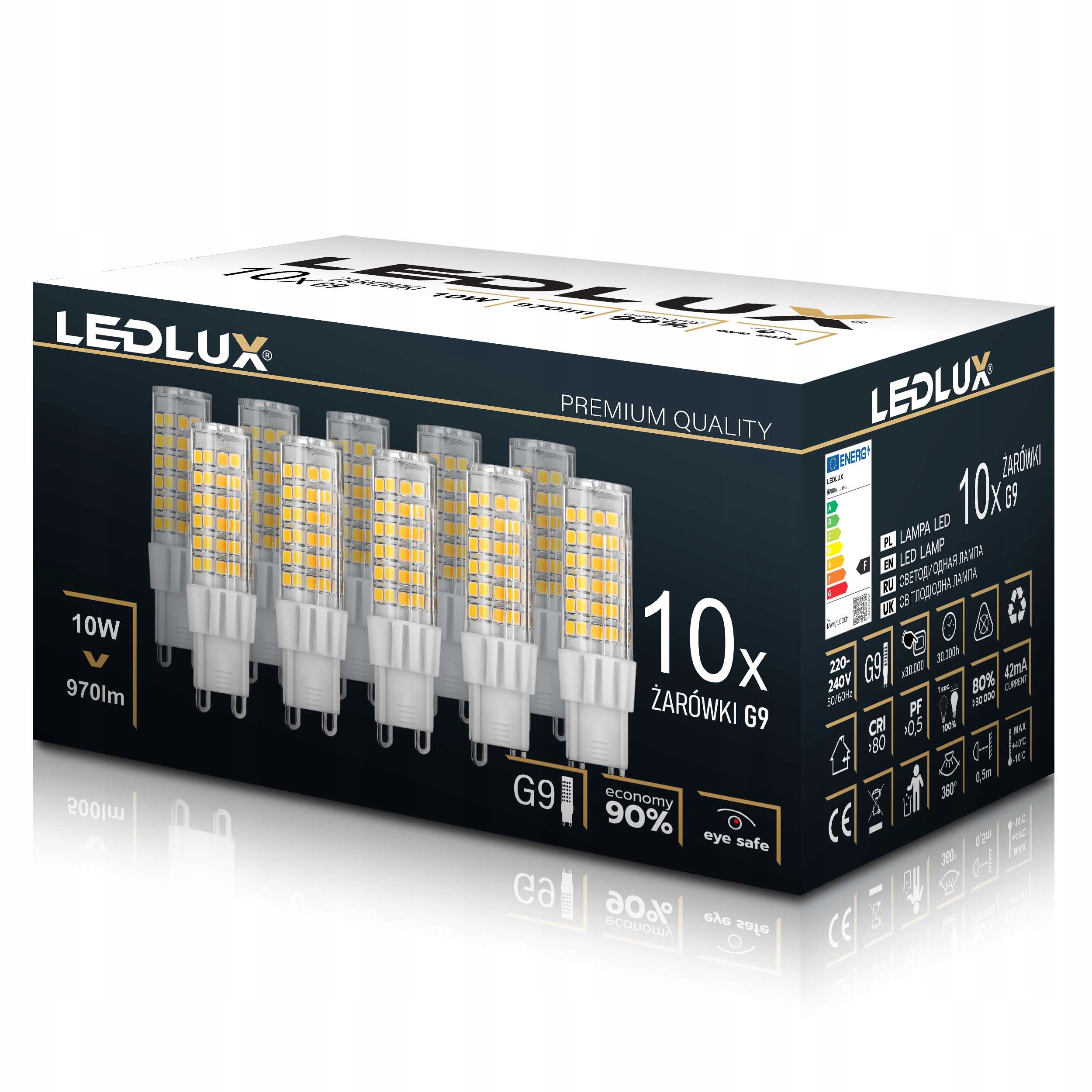 10X Żarówka Led G9 10W =85W ciepła neutralna zimna Premium Ledlux nie mruga