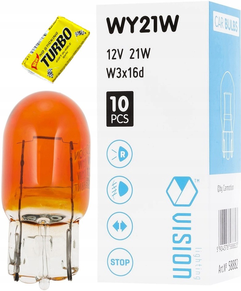 Żarówka samochodowa Vision WY21W 12V 21W WX3x16d, amber