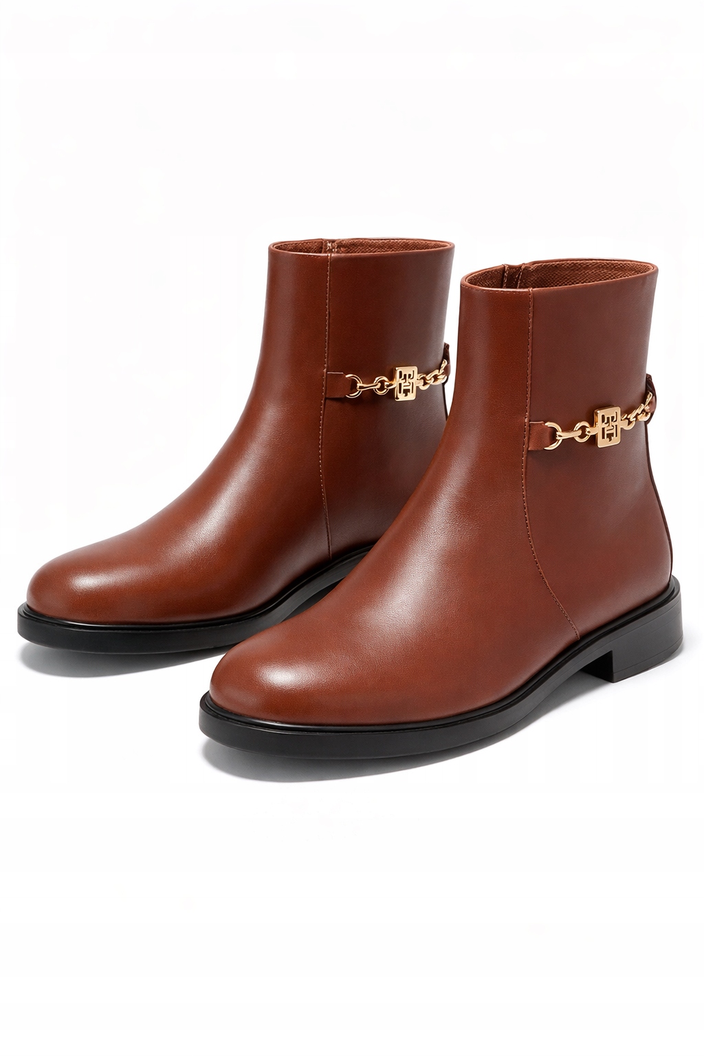 Tommy Hilfiger Hnědé Kotníkové Boty Z Přírodní Kůže Se Zipem 39 I3C