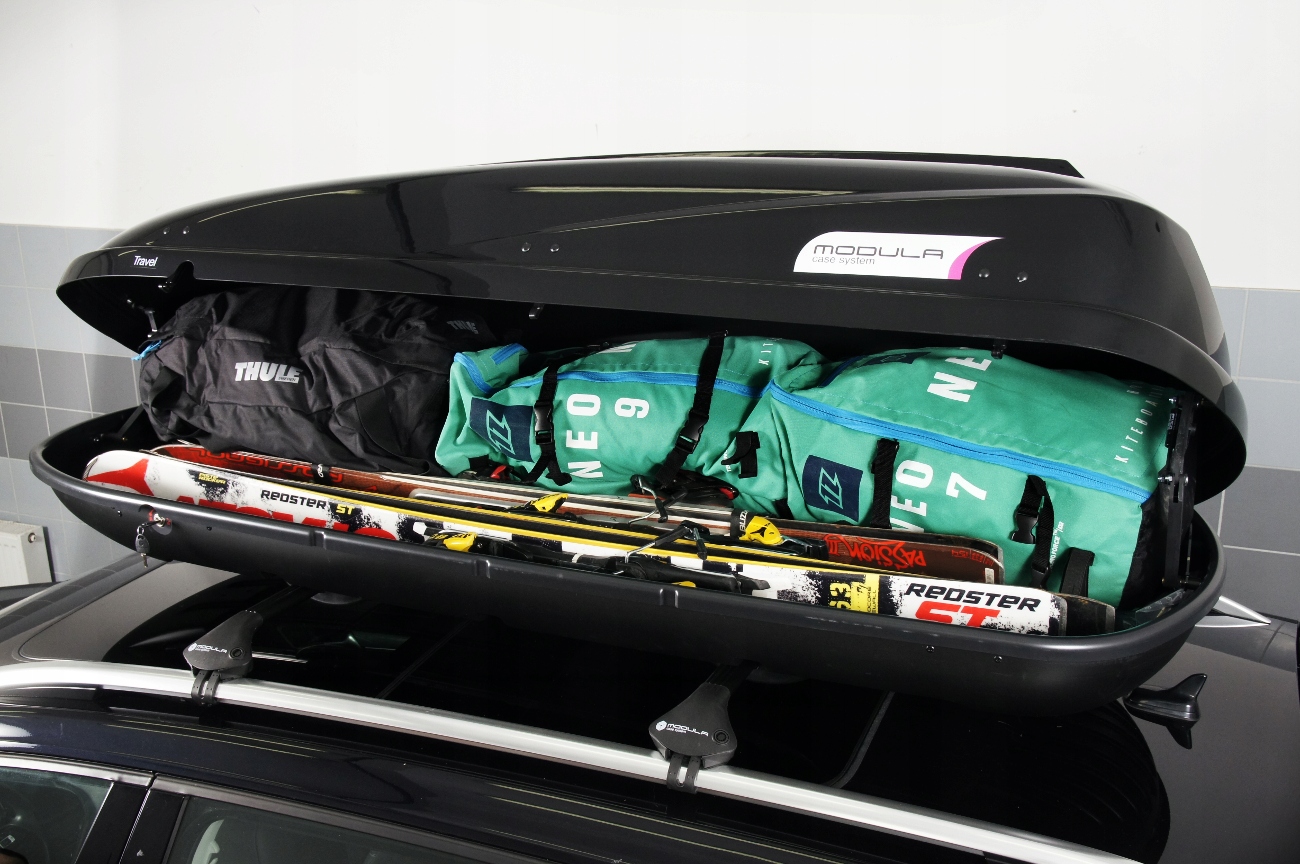 Box dachowy bagażnik Modula TRAVEL EASY 460 czarny 194x71x48 Made in Italy Pojemność 460 l