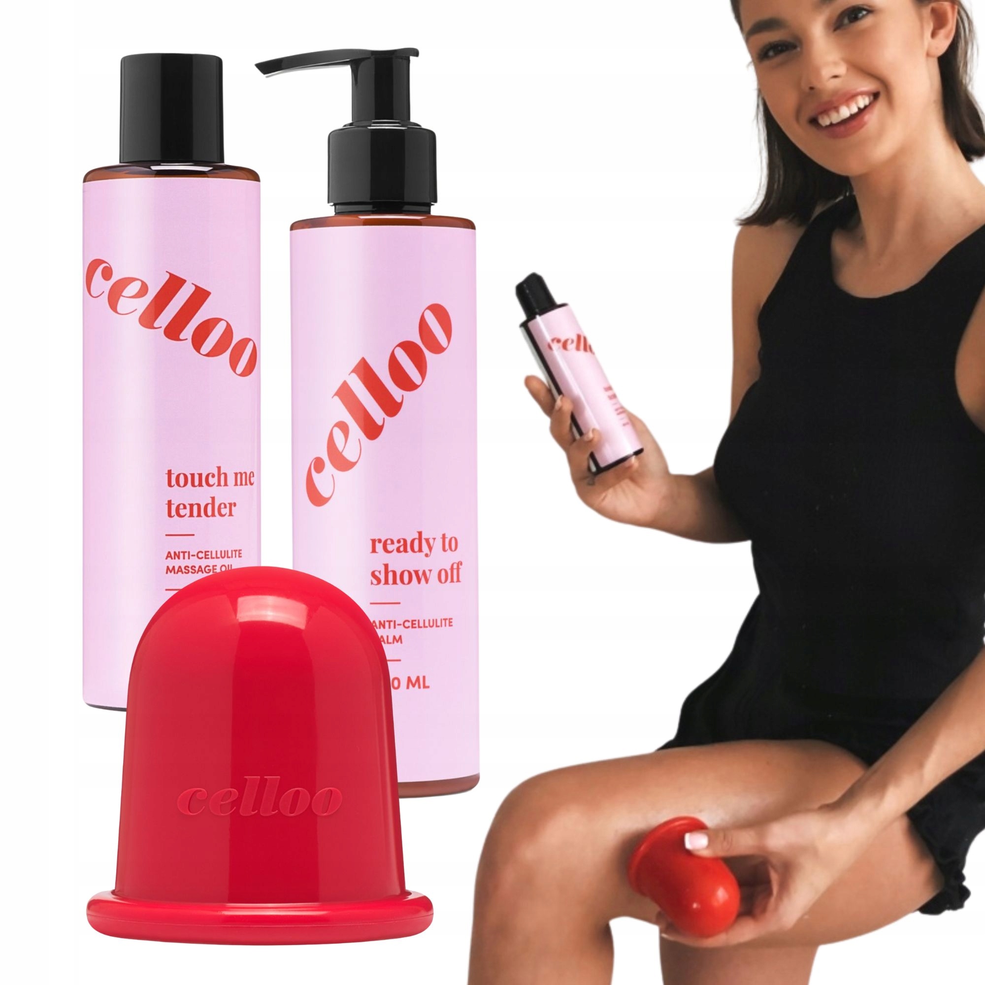 Sada proti celulitidě: tělové mléko, masážní olej, masážní přístroj Celloo Bubble