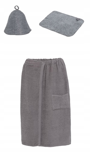 SAUNA KOMPLET DAMSKI STAL KILT CZAPKA DYWANIK