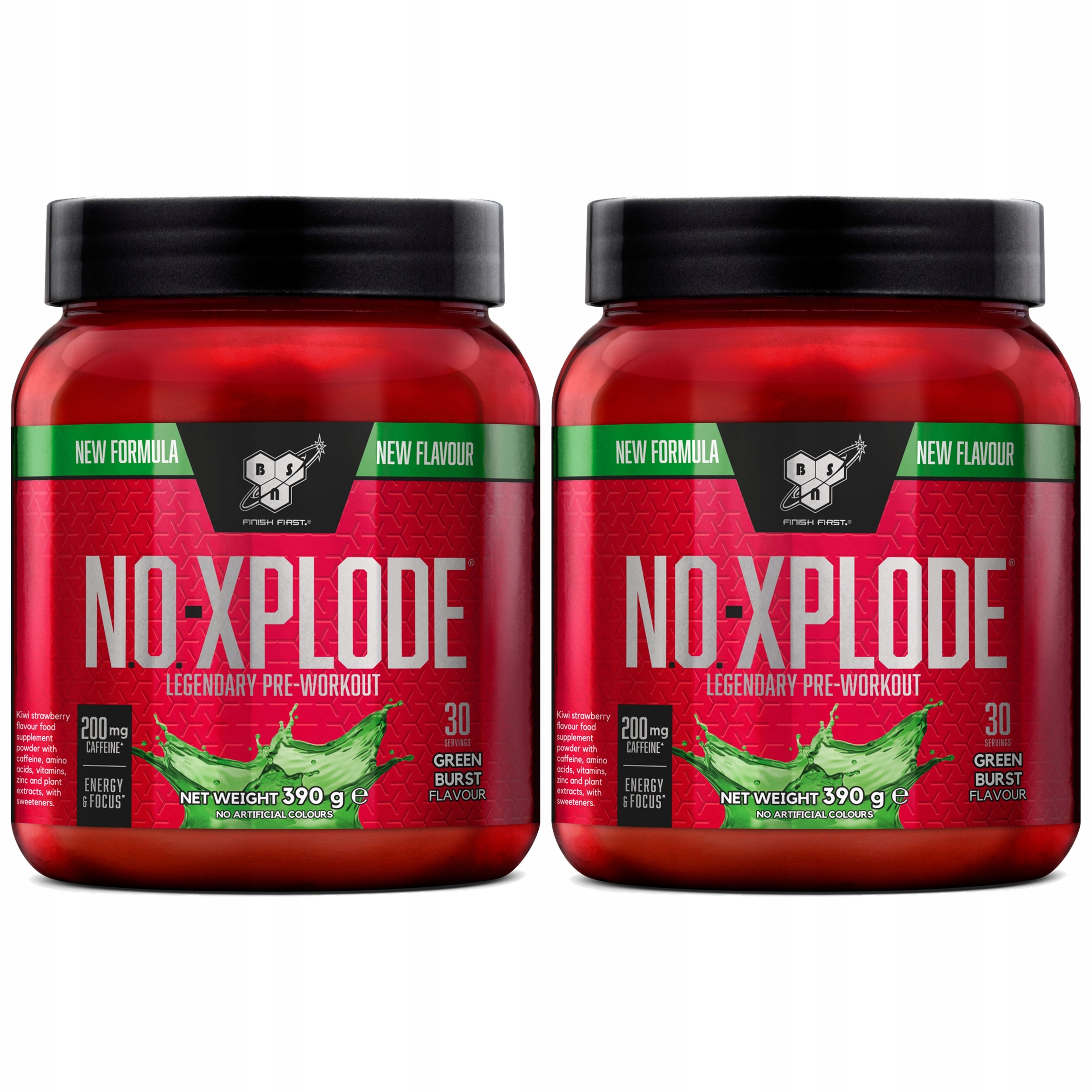 2x Předtréninkovka energie vytrvalost kofein beta-alanin 390 g Bsn