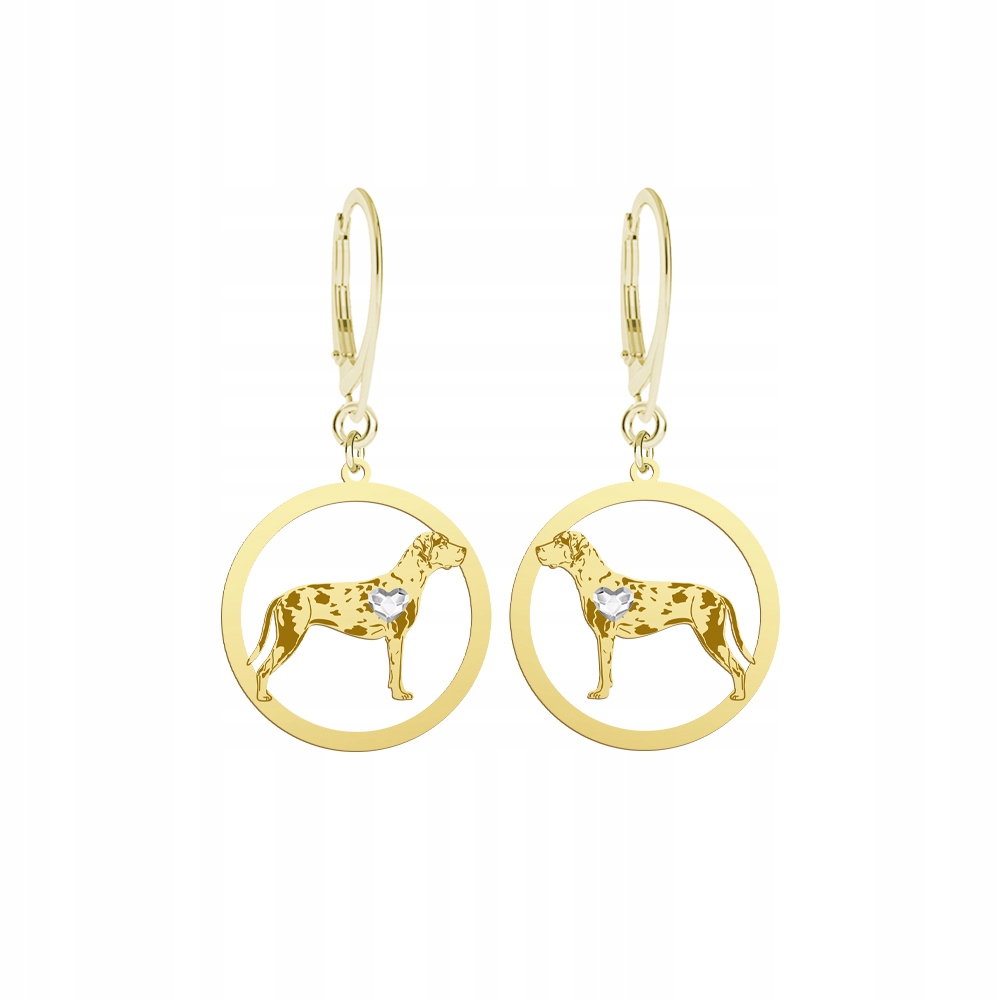 Náušnice Zlaté se psem Louisiana Catahoula 925 Dárek Žena Gravírování