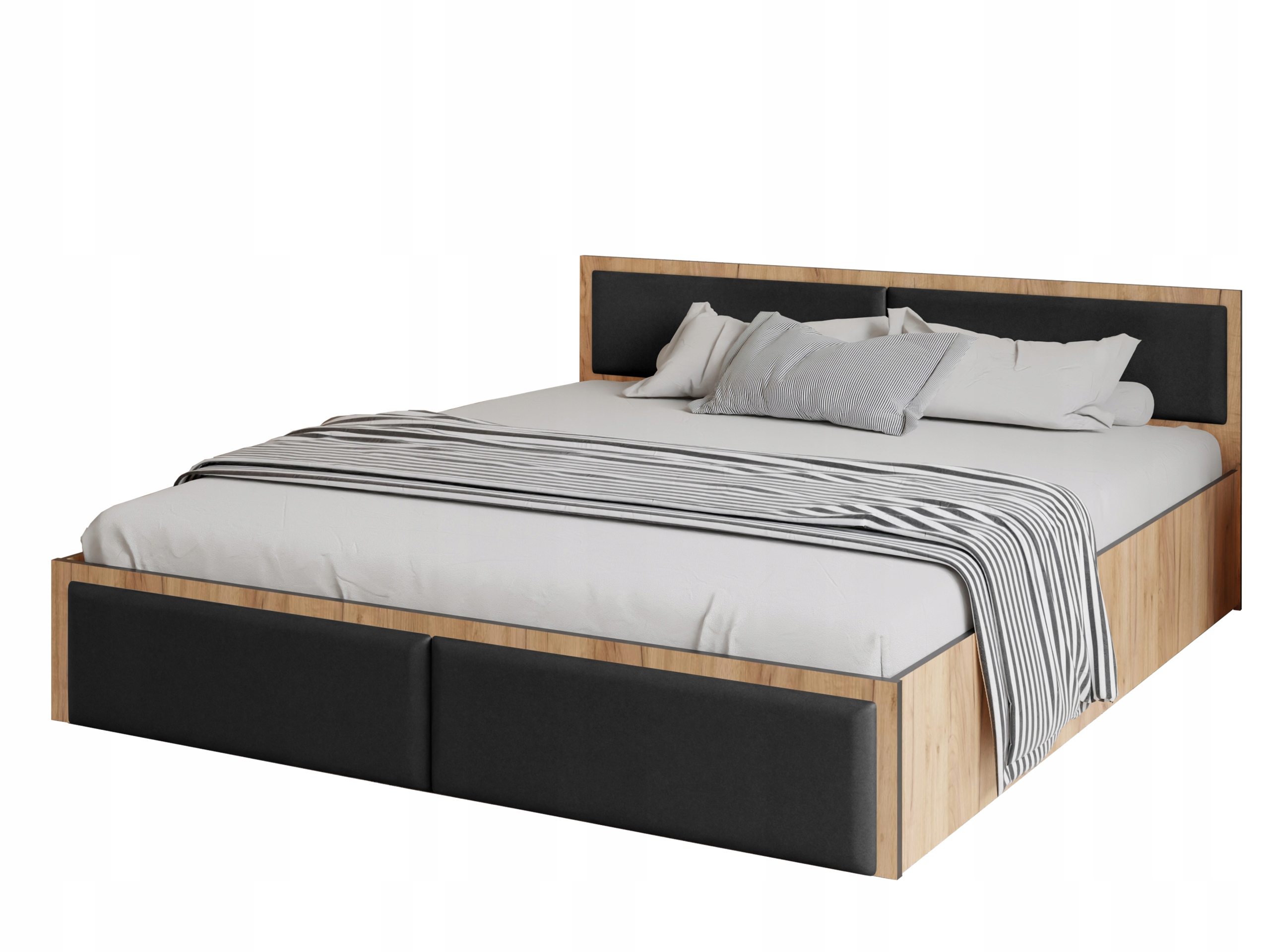 Postel Dior Costa 160 dub craft 2x dvojitý panel v černé barvě