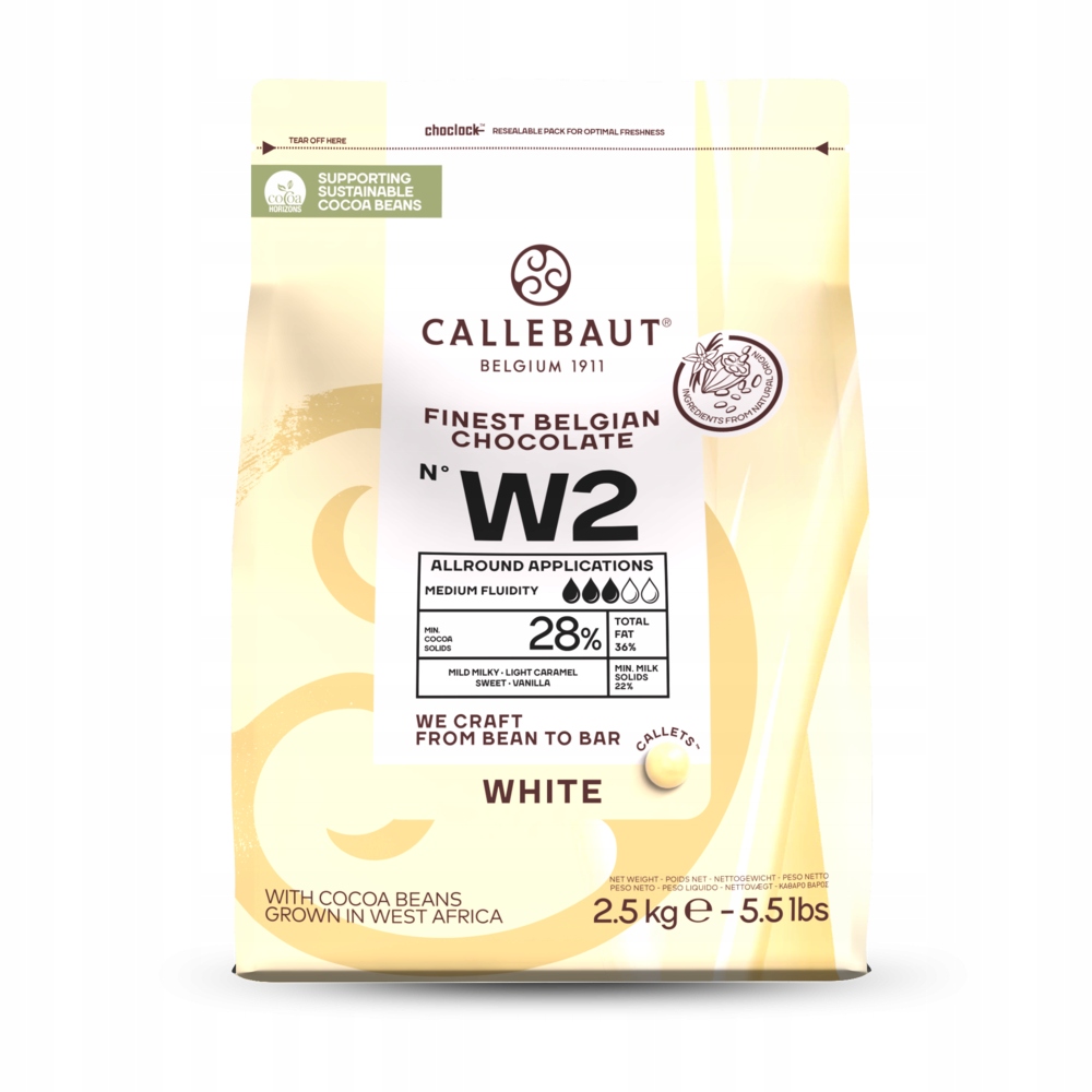 Callebaut W2 Kultovní belgická Bílá Čokoláda 2,5 kg