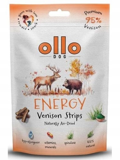 5x Ollo Sušené masové proužky z jeleního masa (energetické) 80g