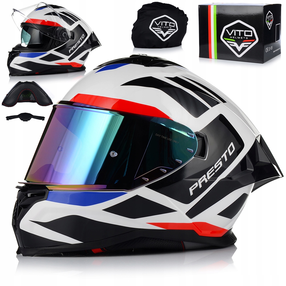 Motocyklová Prilba Vito Presto Aero Biely Lesk, Systém Pinlock Clona
