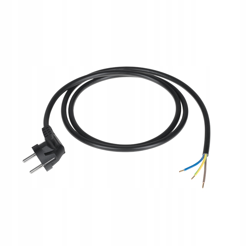 Przewód zasilający 3x1,5mm czarny 3m z wtyczką kątową Apro Elektro