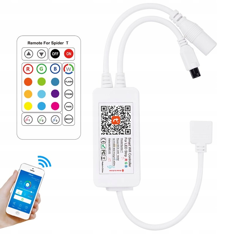 

Kontroler Rbg Led WiFi +pilot Ir DC5-24V 144W Tuya