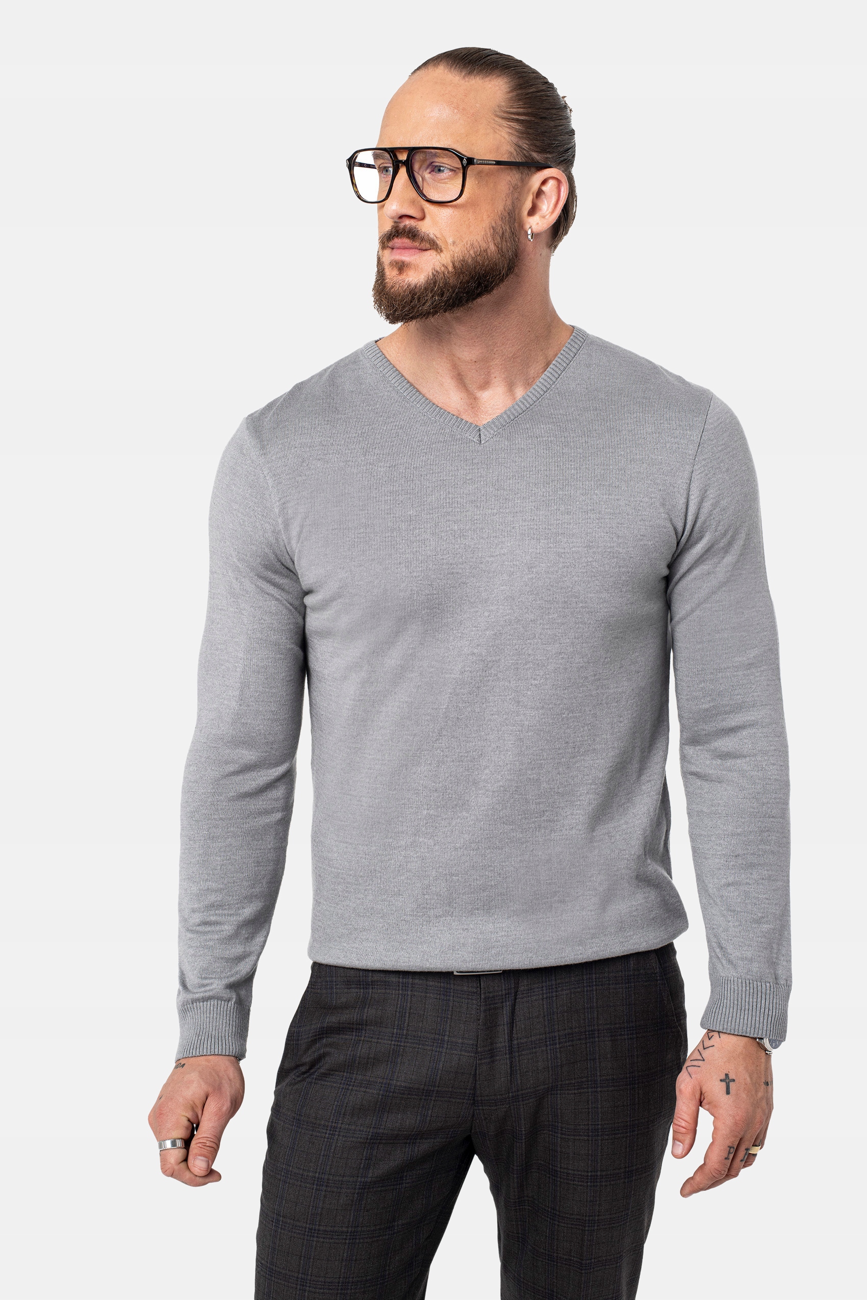 SWETER MĘSKI RECMAN VARLIN W SEREK SZARY XXL