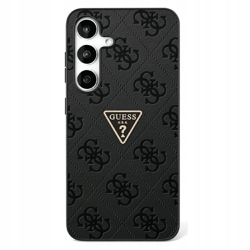 Pouzdro Guess Hot Stamp 4G Pattern Triangle Metal Logo pro Galaxy S25, černé