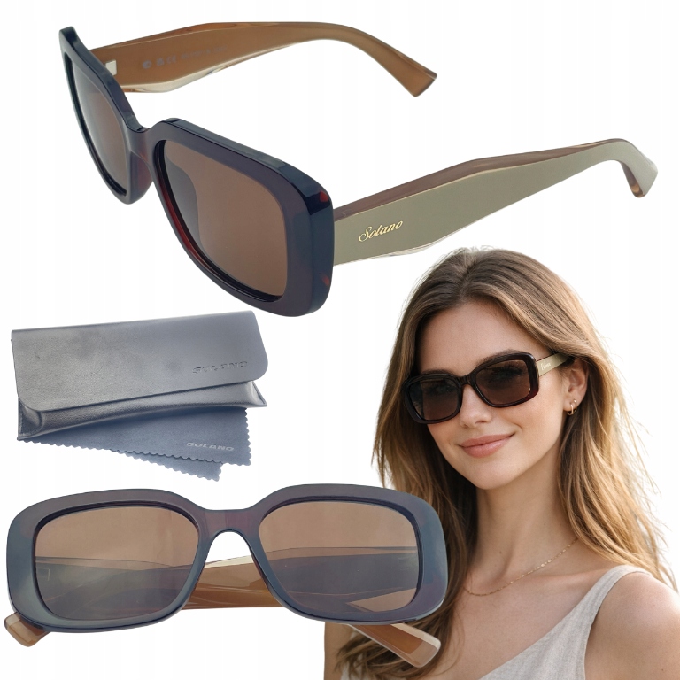 Okulary Przeciwsłoneczne Damskie Polaryzacja UV400 Premium Etui Solano