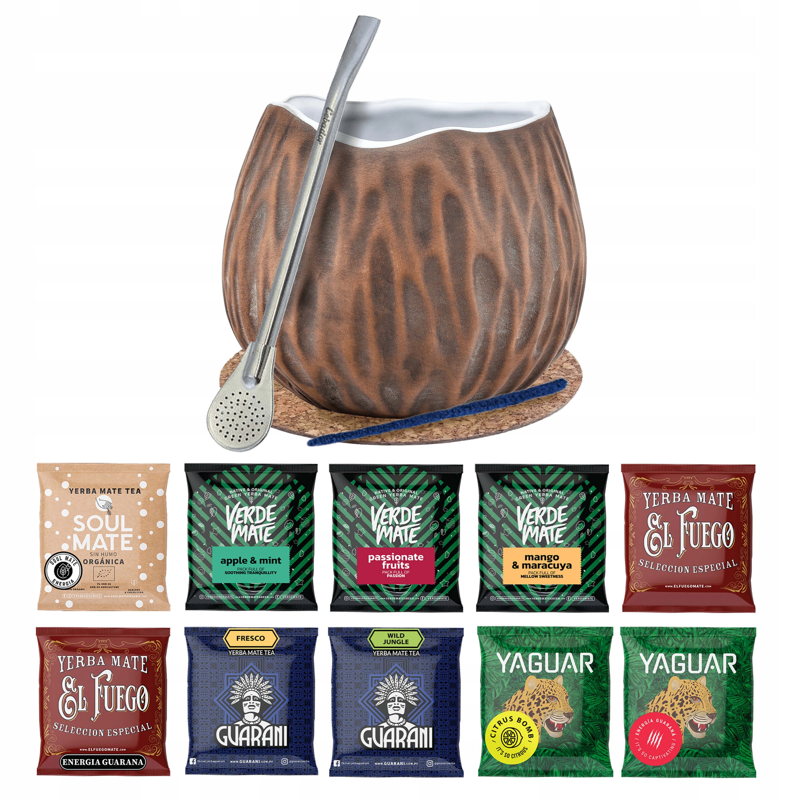 Levně Sada Yerba Mate 10x50g Tykev Kokos Bombilla 500g