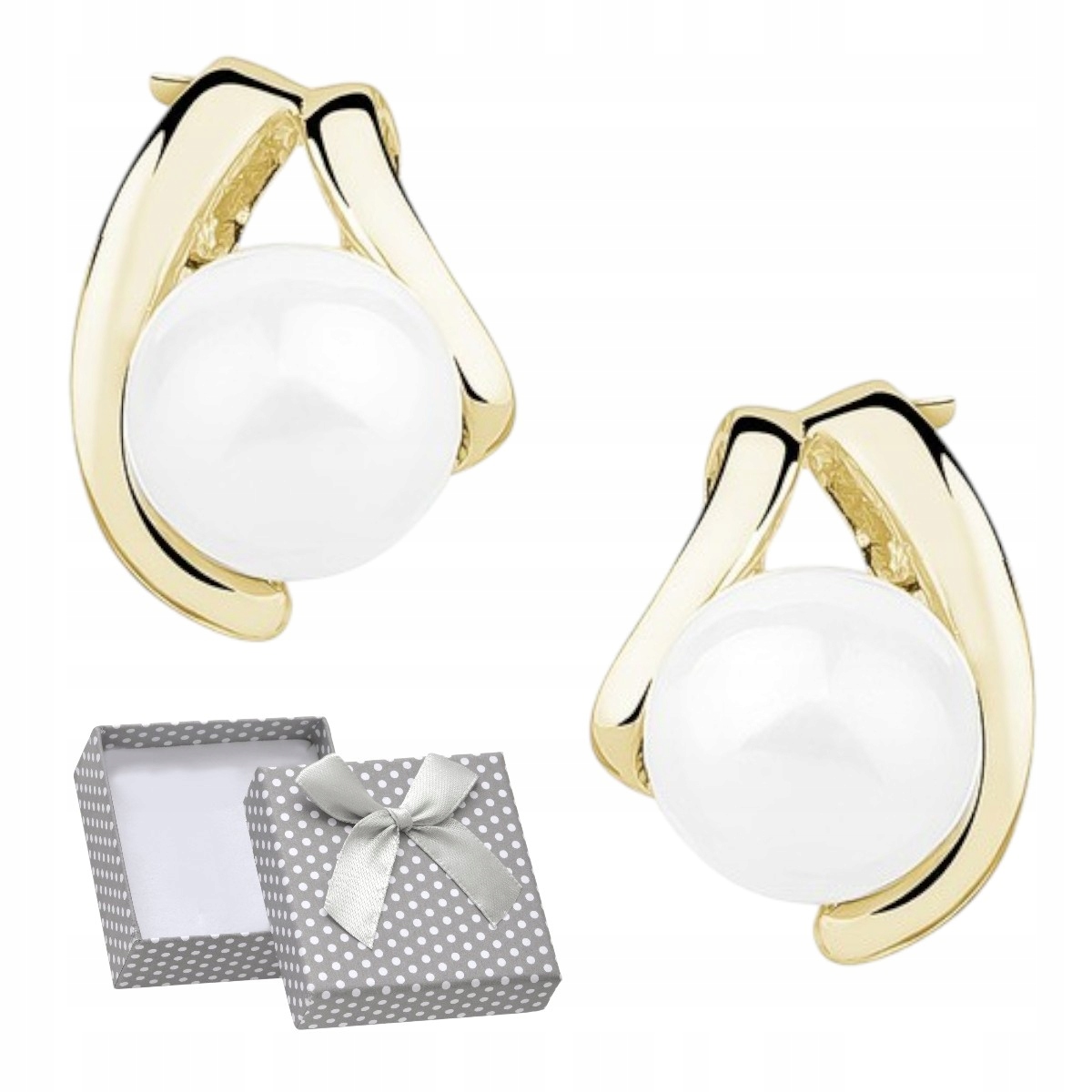 Kolczyki Srebrne pr925 Pozłacane kulki Perełki Perły Sztyfty Piękne