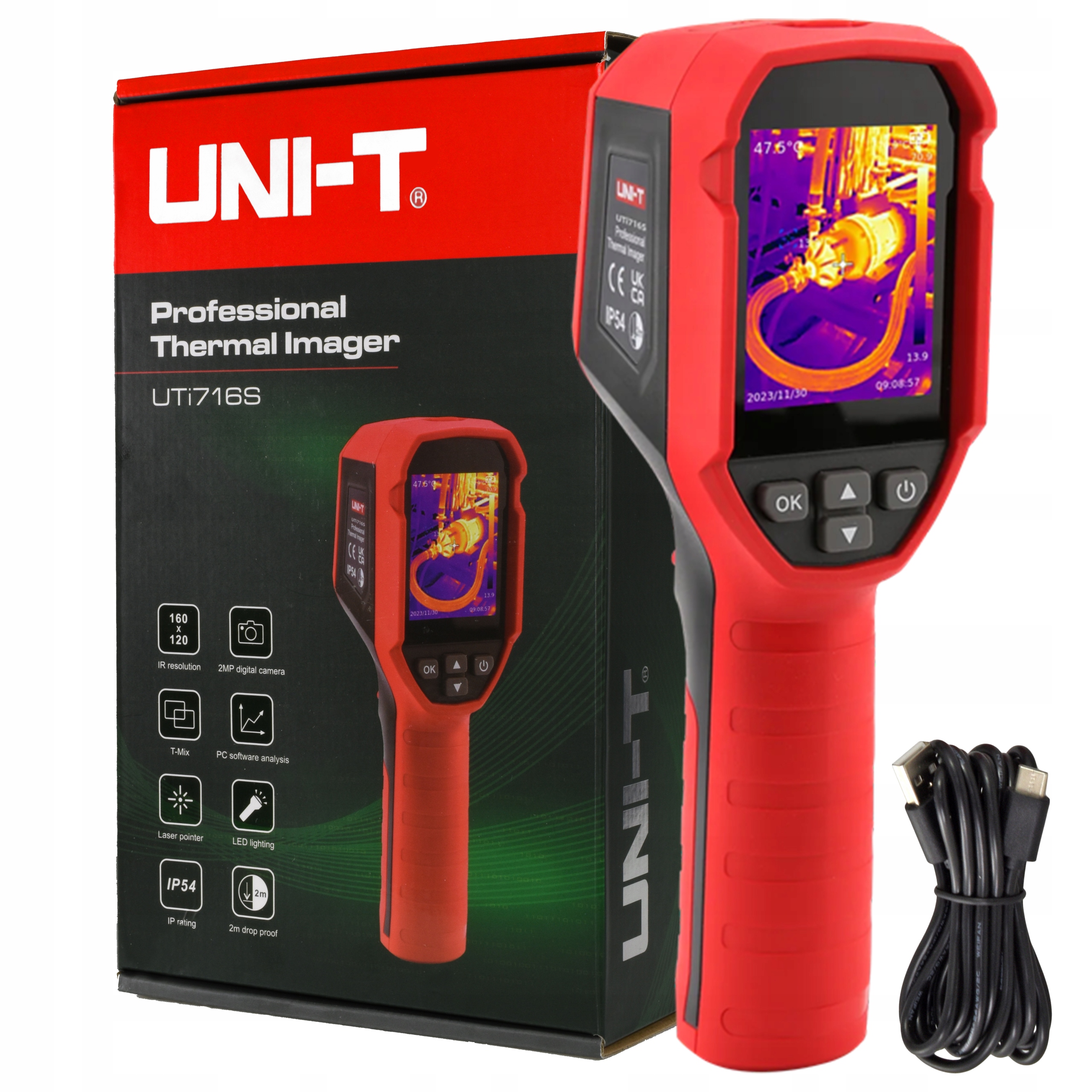 UTi716S Termokamera 160x120 Uni-T 2,4" LCD 320x240 -20°C až 550°C