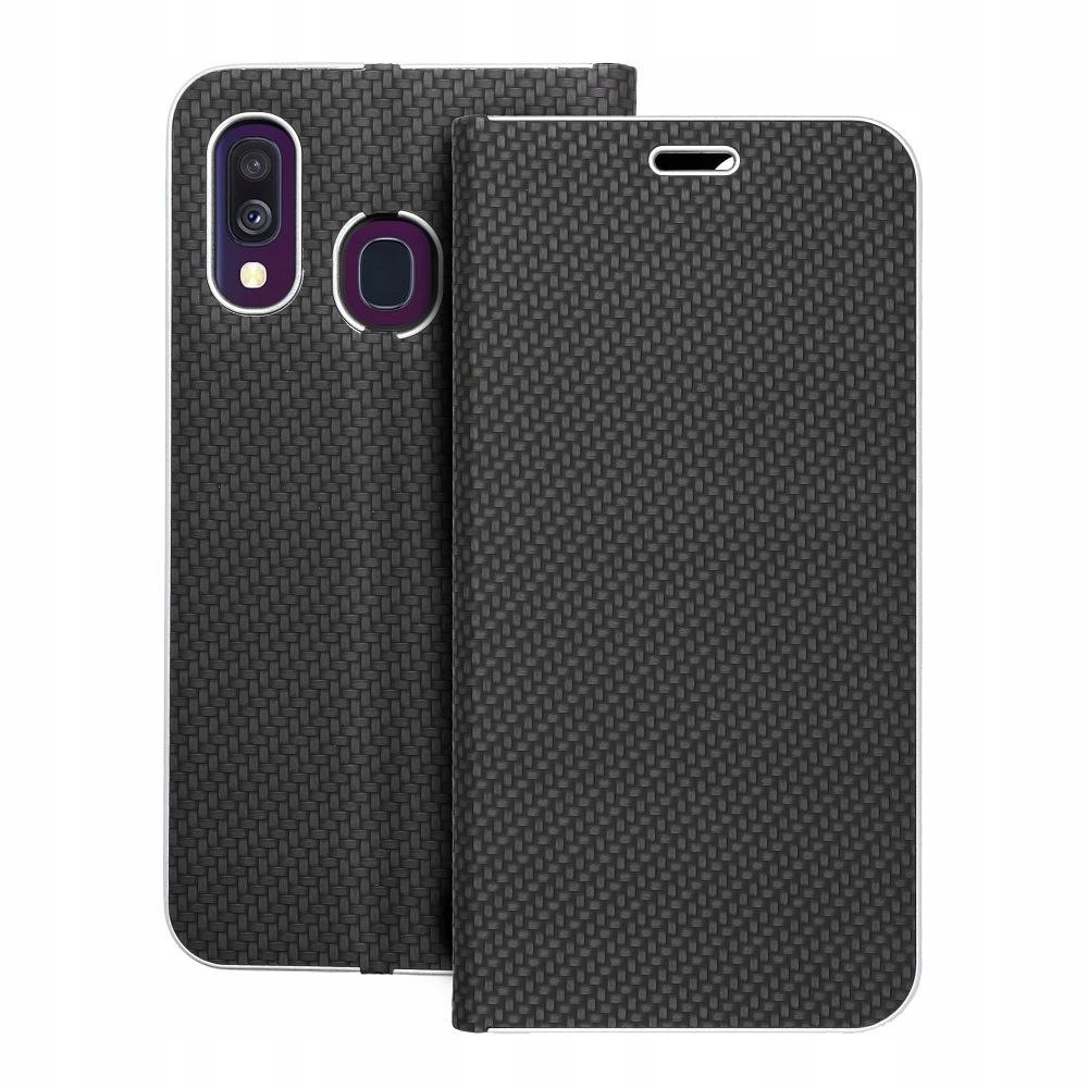 Etui z klapką na Samsung A40 Luna Book Carbon czarne