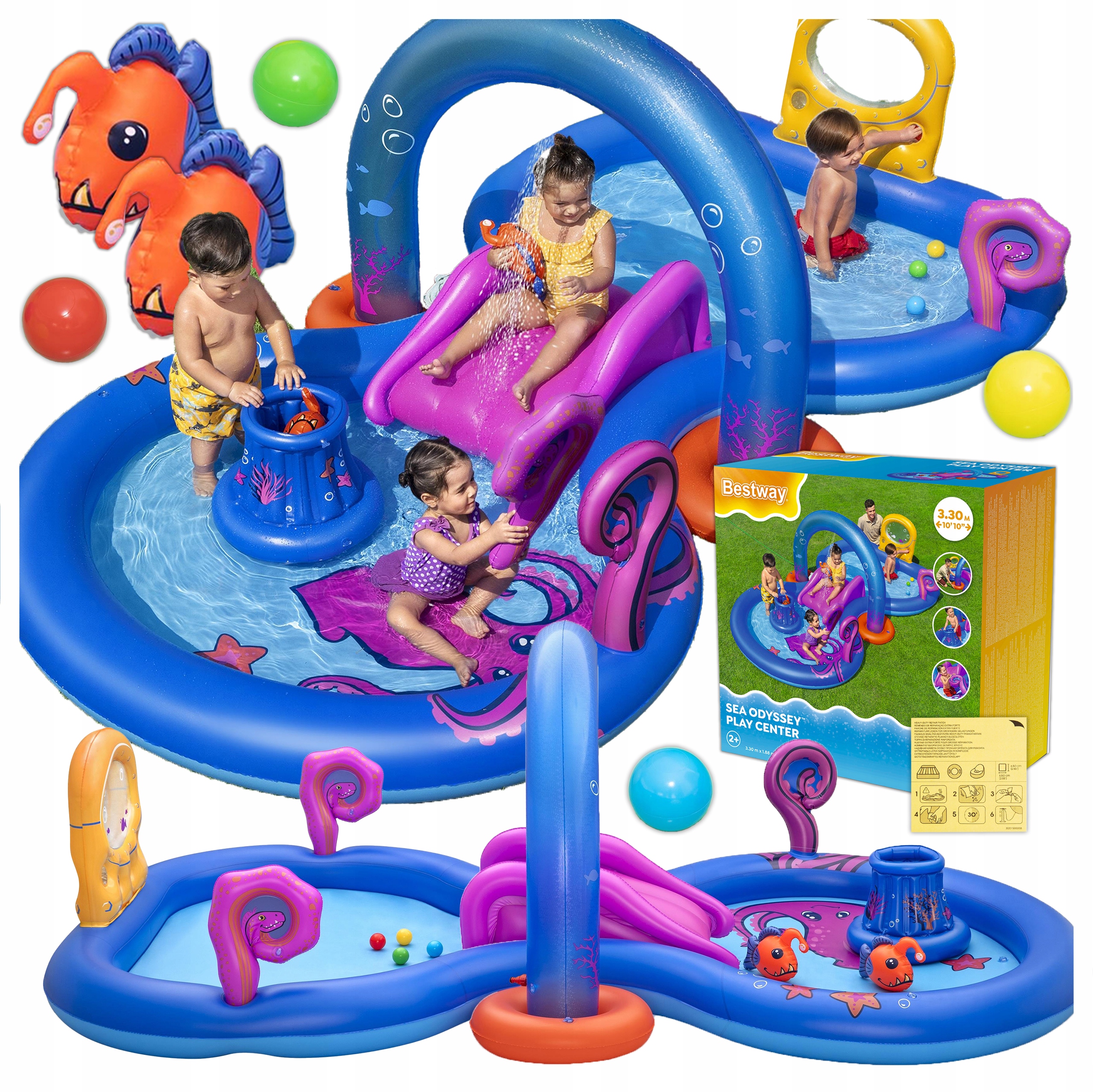 Vodné Detské Ihrisko Nafukovací Bazén Fontána Šmýkačka Hračky