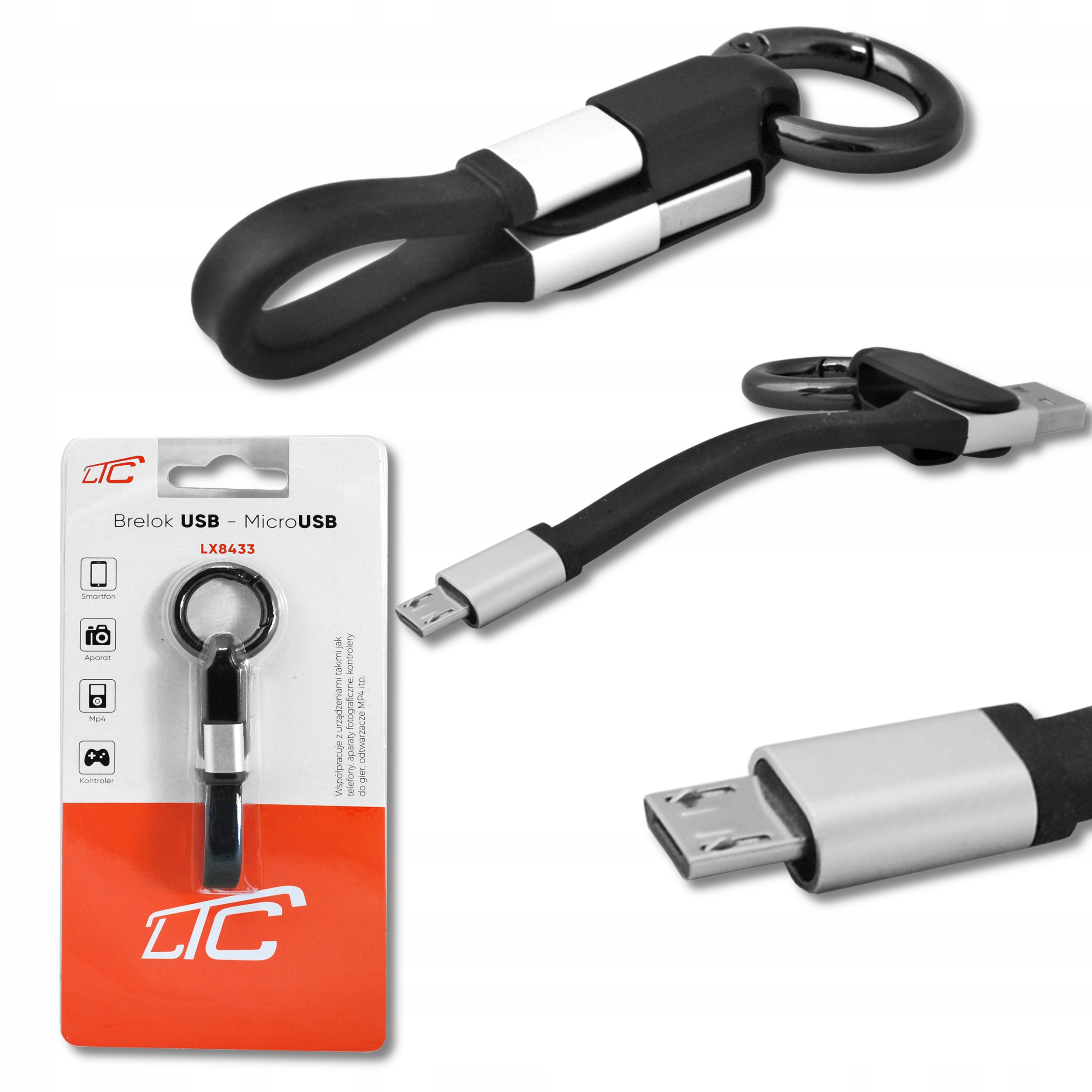 

Kabel Bryloczek Micro Usb Czarny Ltc