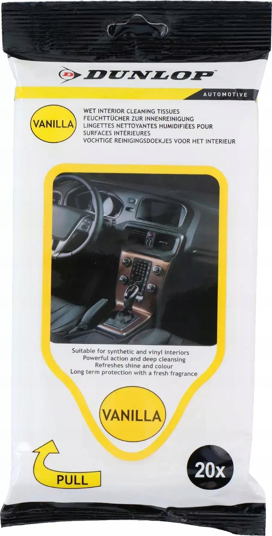 Chusteczki nawilżane mokre do kokpitu samochodu auta Dunlop x20