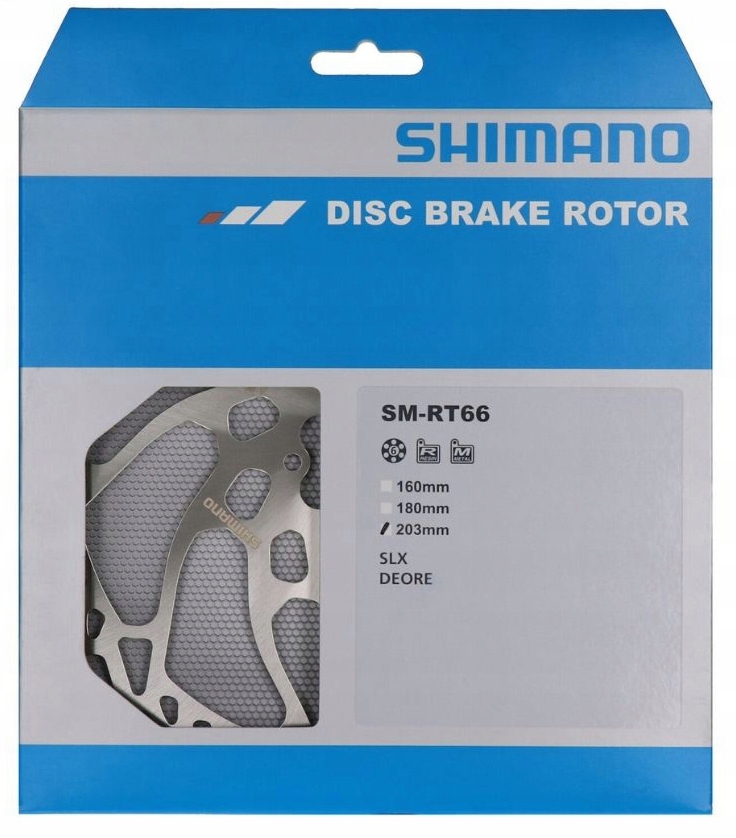 Tarcza Hamulcowa do Roweru Shimano SM-RT66 203 mm 6 śrub, Box Oryginał